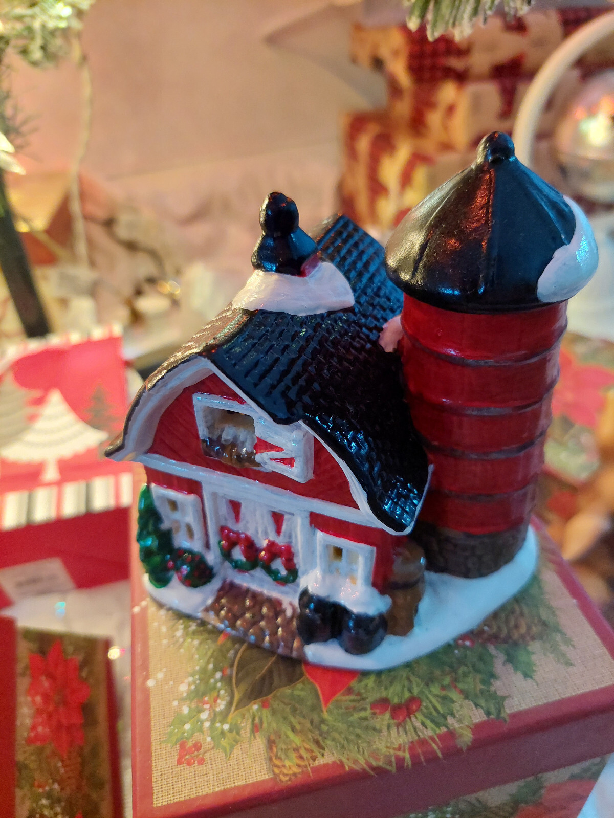 Christmas Village & Miniature Tree Lot Church Post Office Barn Bakery