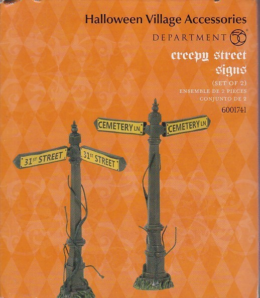 DEPARTMENT 56 – CREEPY STREET SIGNS SET OF TWO HALLOWEEN VILLAGE