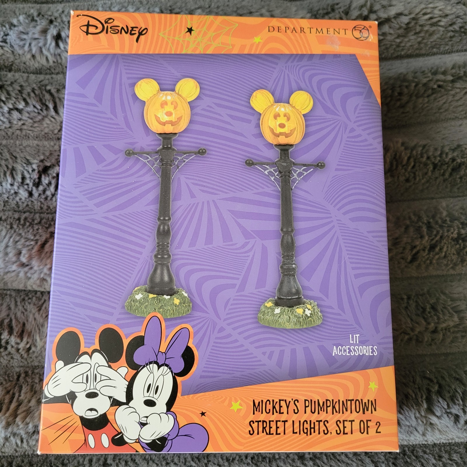 Dept 56 MICKEY’S PUMPKINTOWN STREET LIGHTS SET Disney Village Halloween 6007730