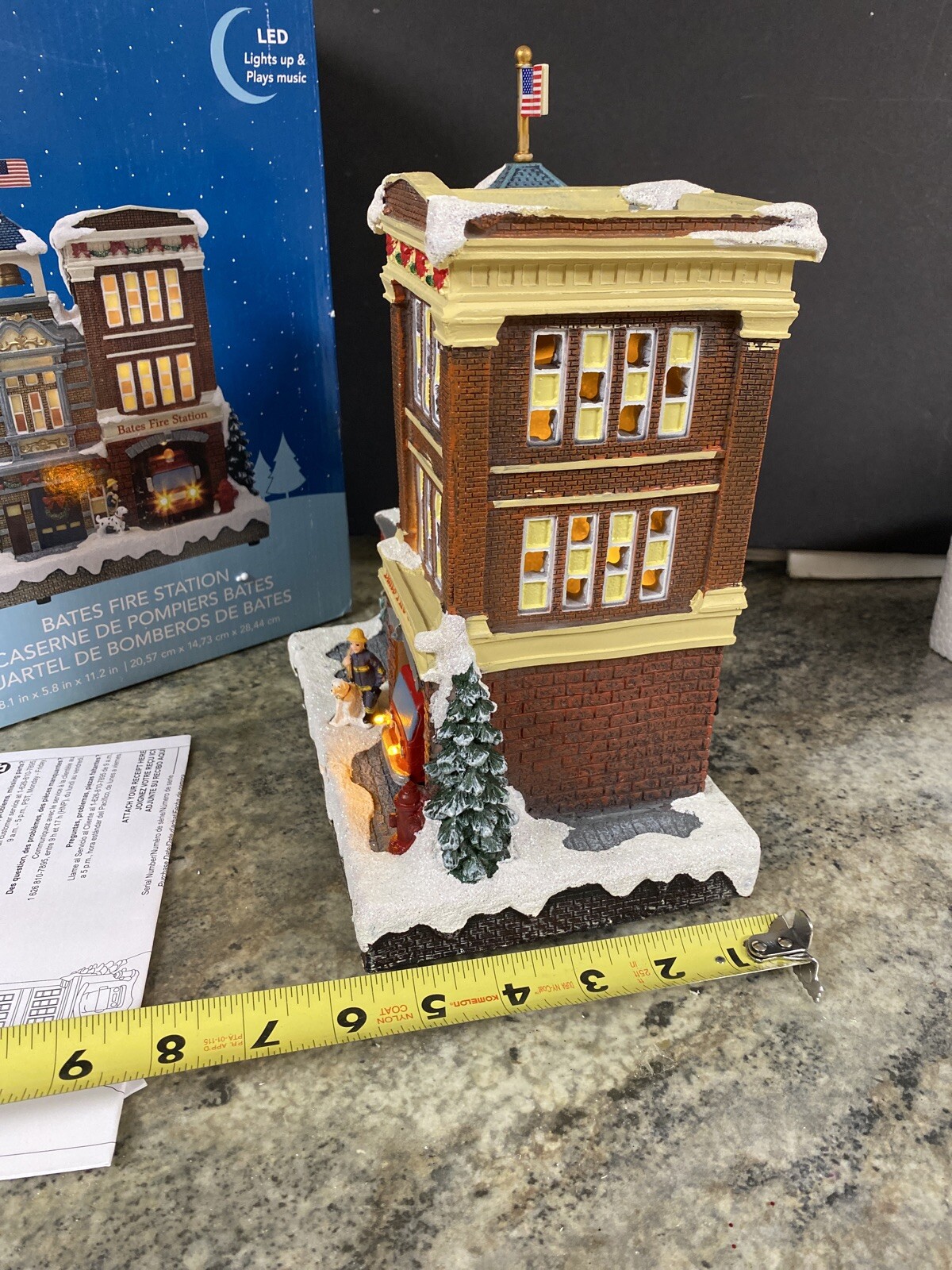 Carole Towne Bates Fire Station Animated Truck Lighted Musical Christmas Village