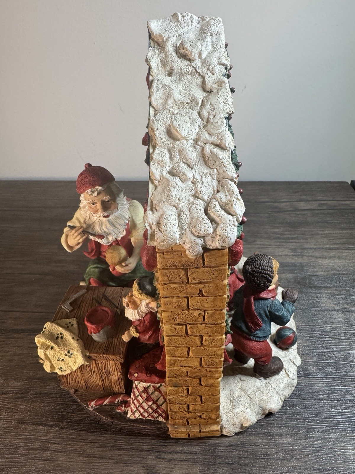Vintage 1970s Christmas Decor- Double Sided Scene- Santa/Toy/Workshop/Children