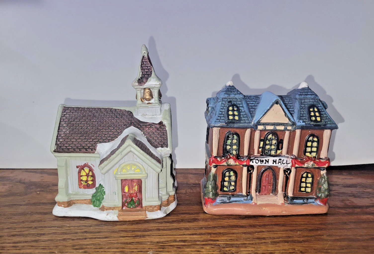 Walmart (2003) Town Hall & Church Building Winter Village approx. 4x4x2.5