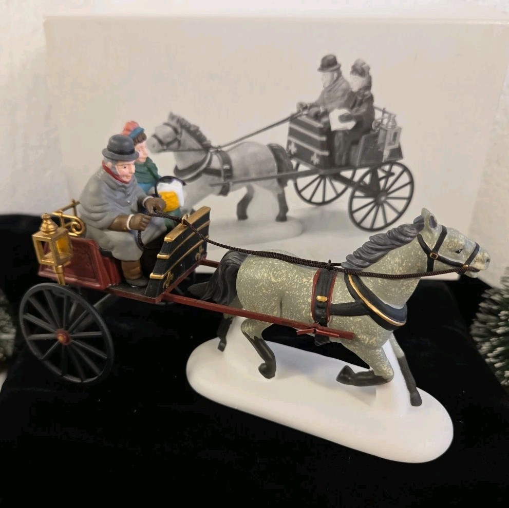 Dept 56 Heritage Village “RED CHRISTMAS SULKY” Porcelain Retired # 58401