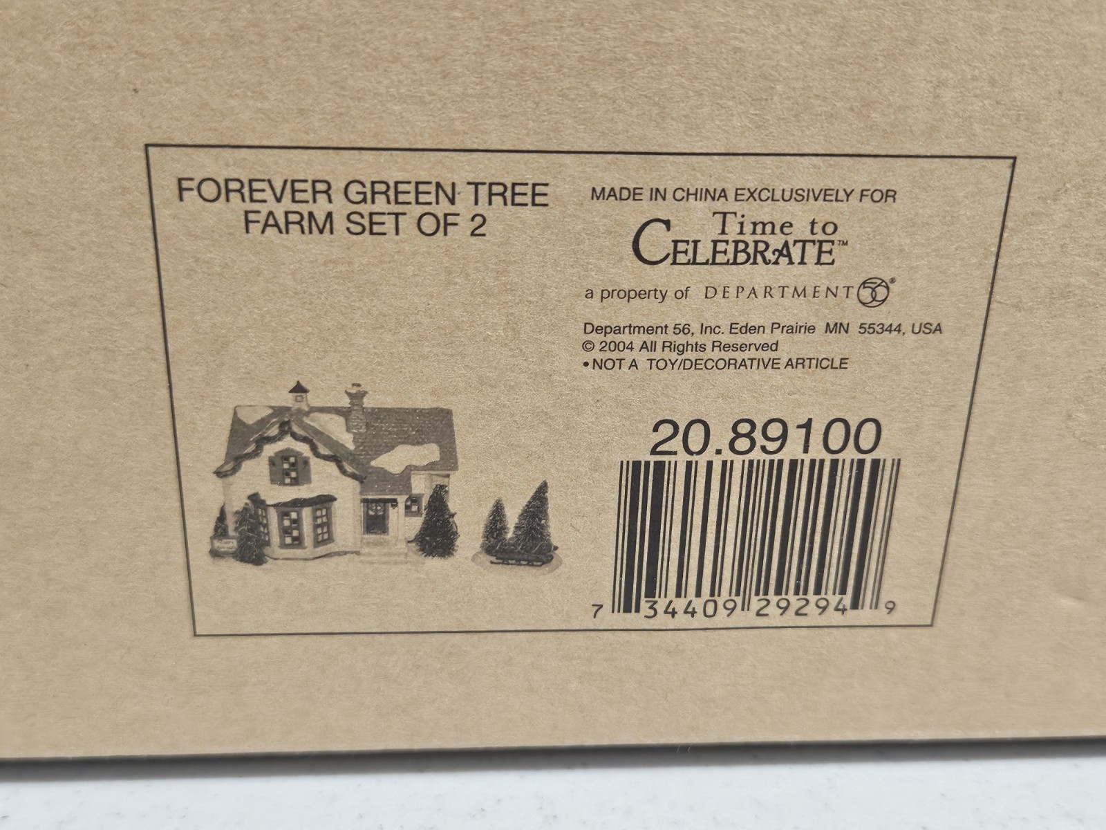 Department 56 Time to Celebrate Forever Green Tree Farm Set of 2 20.89100 NEW