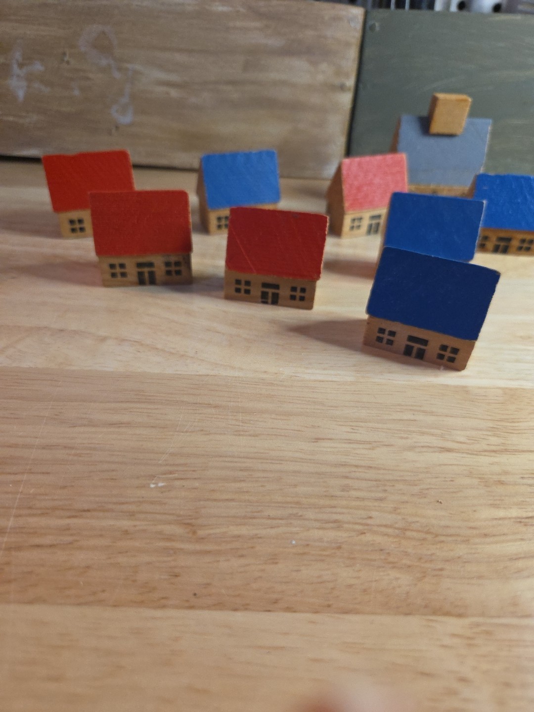 Lot 8 Pcs Erzgebirge Putz Wooden Village Houses Eastern Germany Vintage