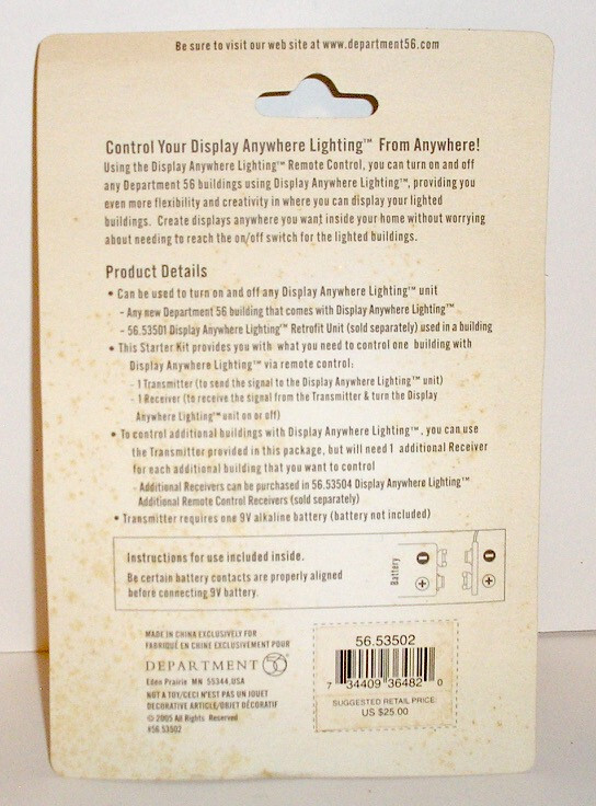 DEPARTMENT 56 DISPLAY ANYWHERE LIGHTING REMOTE CONTROL STARTER SET