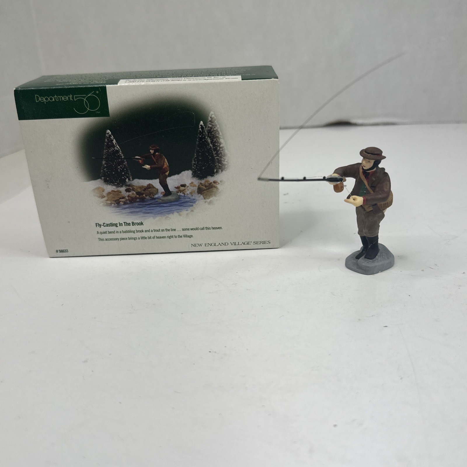 Dept 56 FLY CASTING IN THE BROOK 56633 New England Village Retired Man Fishing
