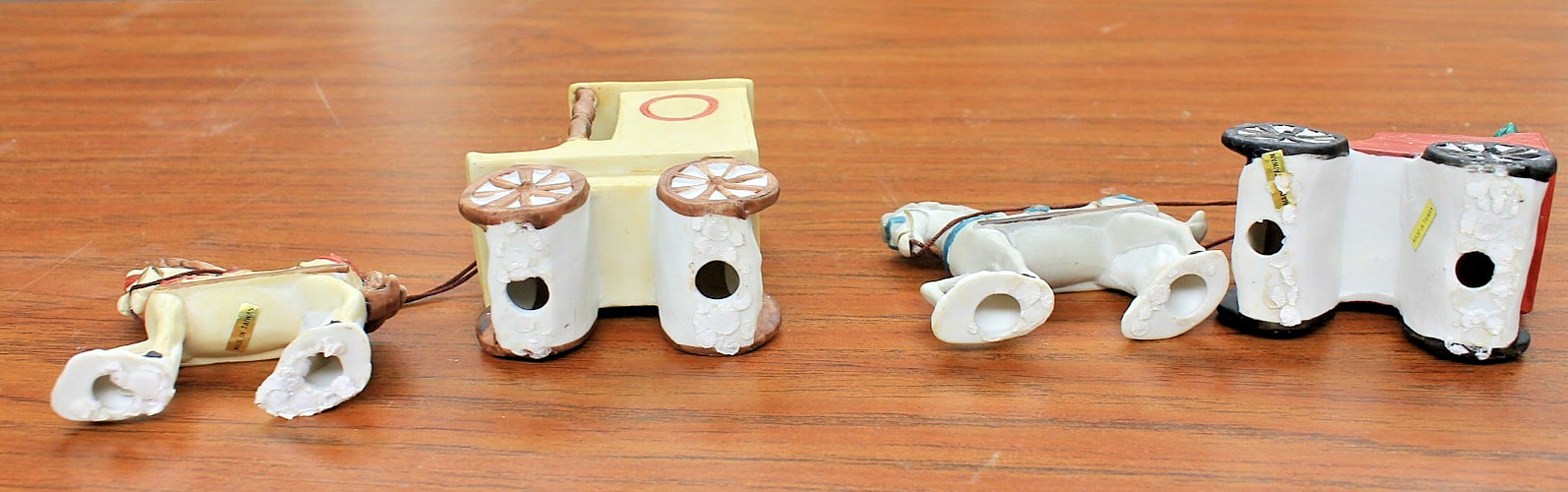 Vintage Ceramic Village Collection HIs/Hers Christmas Horse drawn carriages