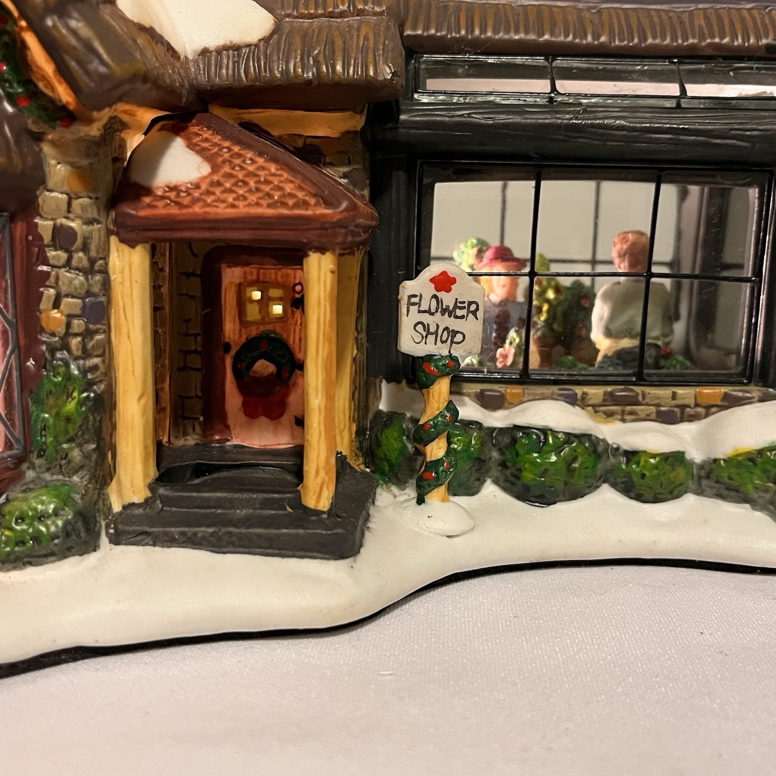 Victorian Village Collectibles Lighted “Flower Shop” With Light Cord- Rare Find