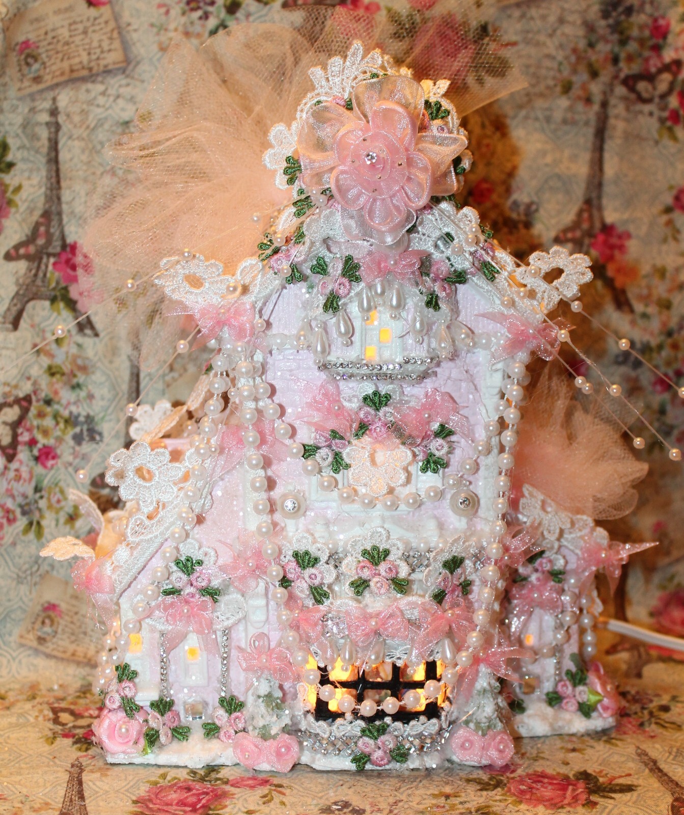 Shabby Chic Pink Christmas Village Victorian Village Shabby Pink Christmas