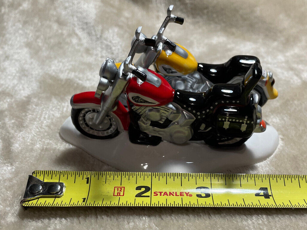 Vtg 1997 Department 56 Snow Village Harley Davidson Fat Boy and Softail