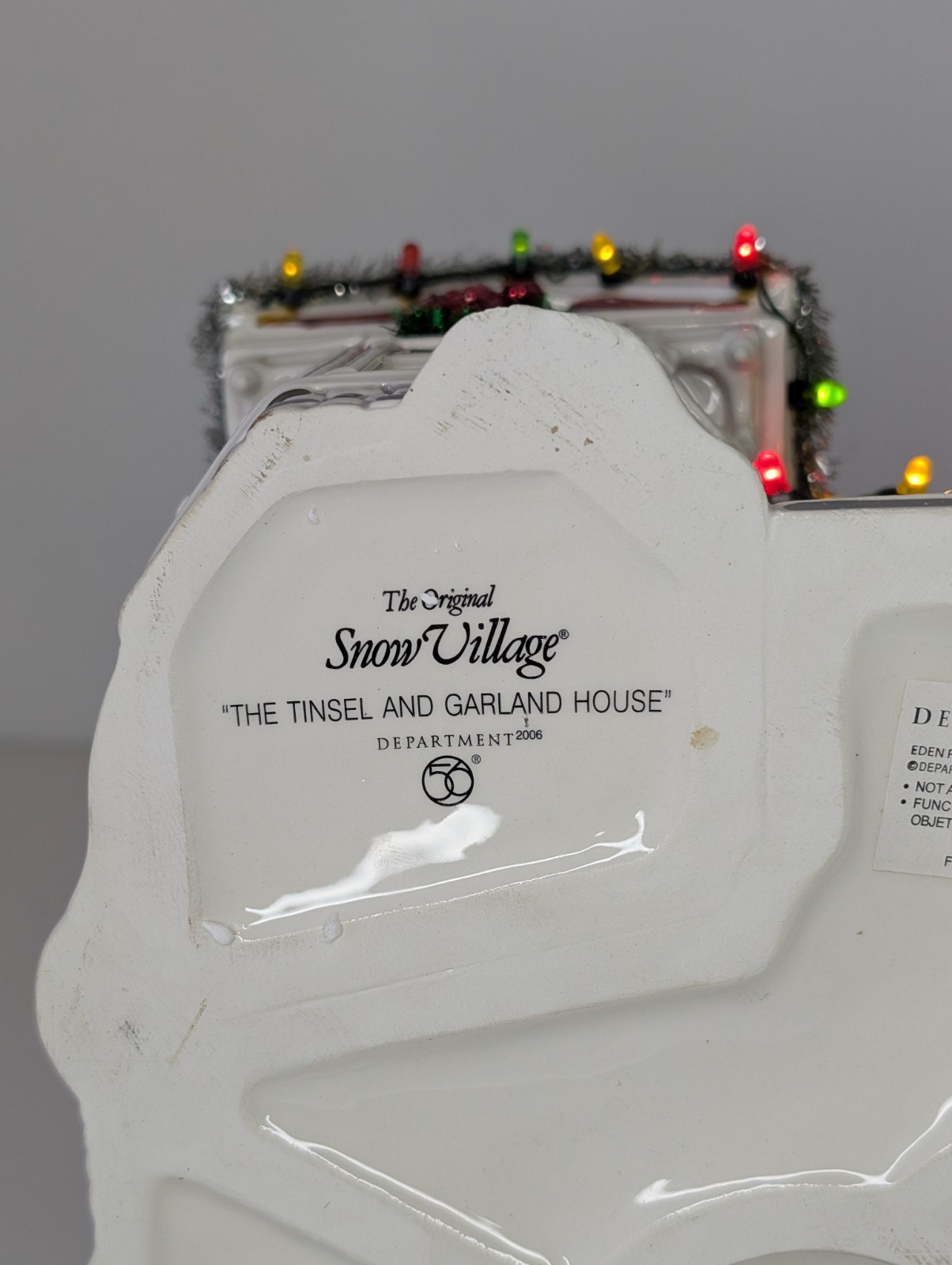 Dept 56 Snow Village “Tinsel and Garland House” Christmas Lane Snowman Retired