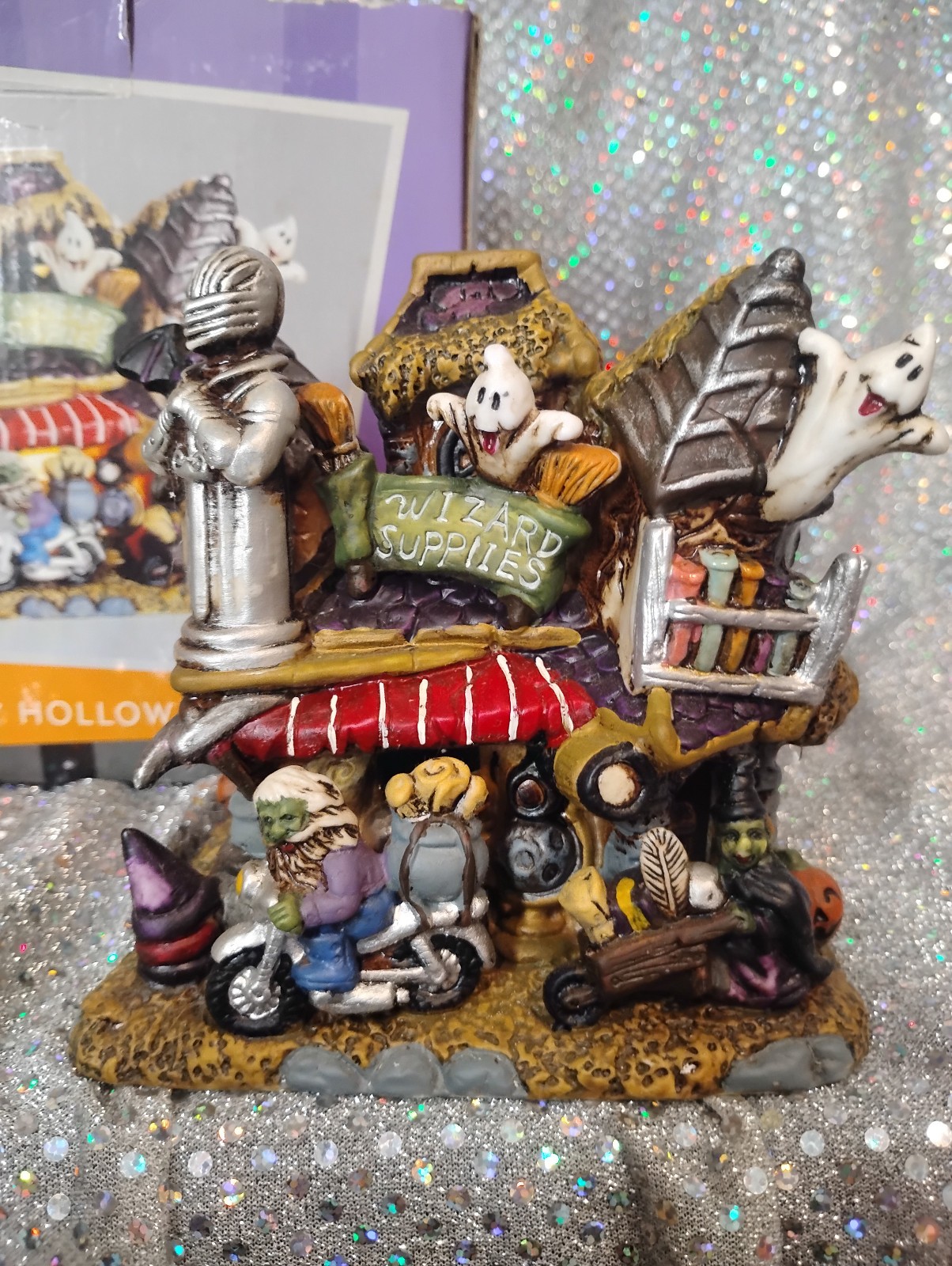 Spooky Hollow Wizard Supplies Shop porcelain lighted village building