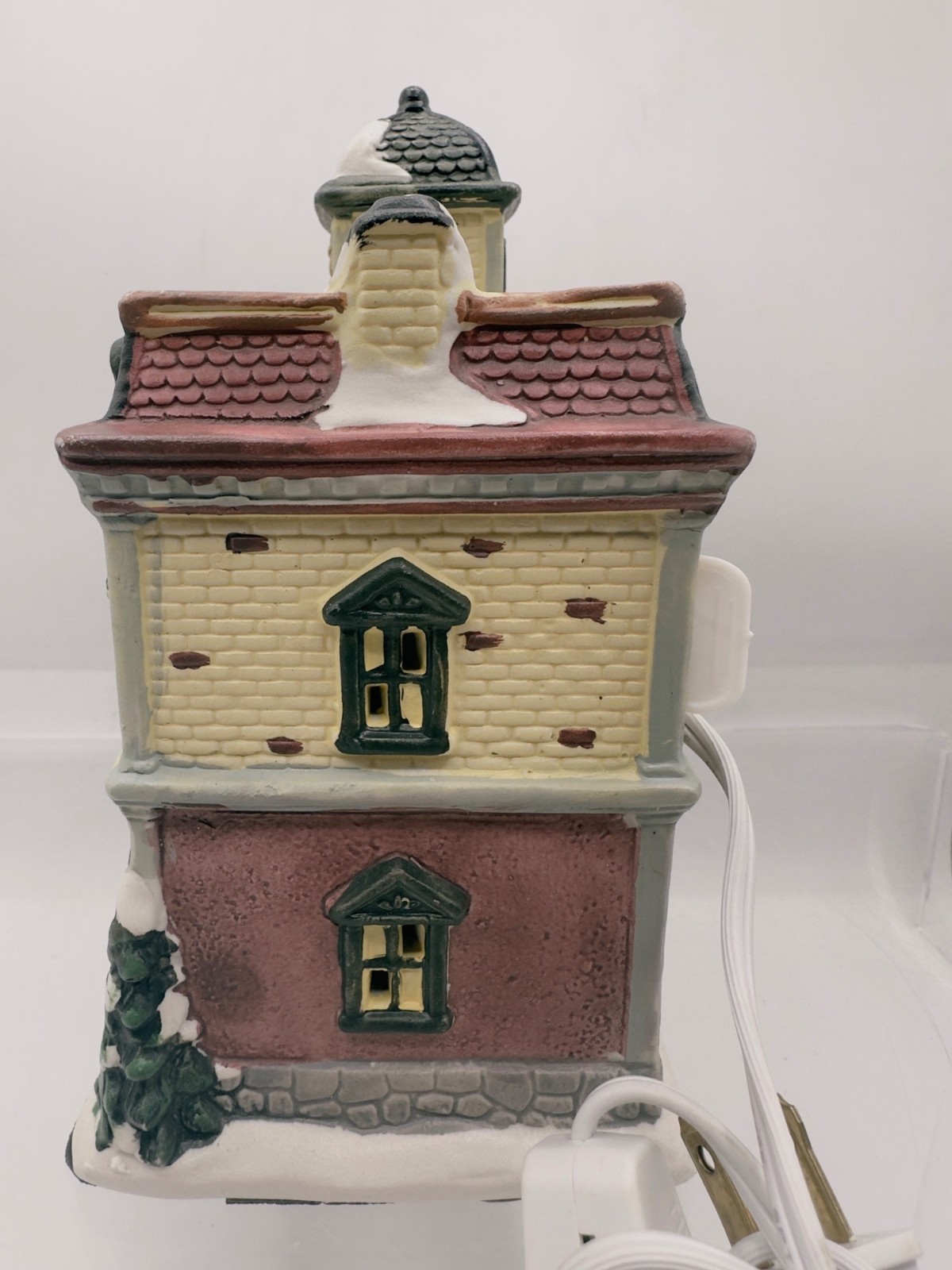 Vintage Christmas Village City Hall Lighted Building Animated Window Scene