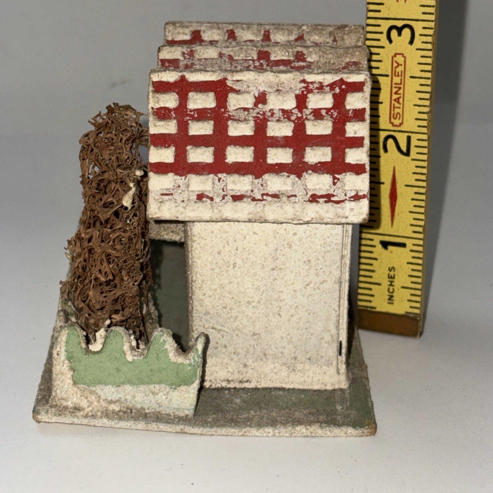 Vintage Christmas 2-story House Putz Display w/ Tree Fence Mica Glitter ~ Japan