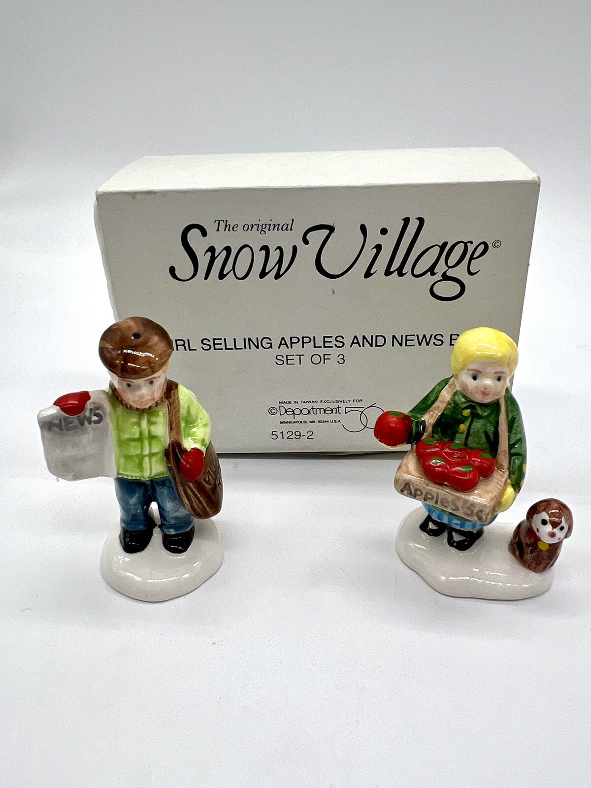 Dept 56 The Original Snow Village “Girl Selling Apples And Newsboy”