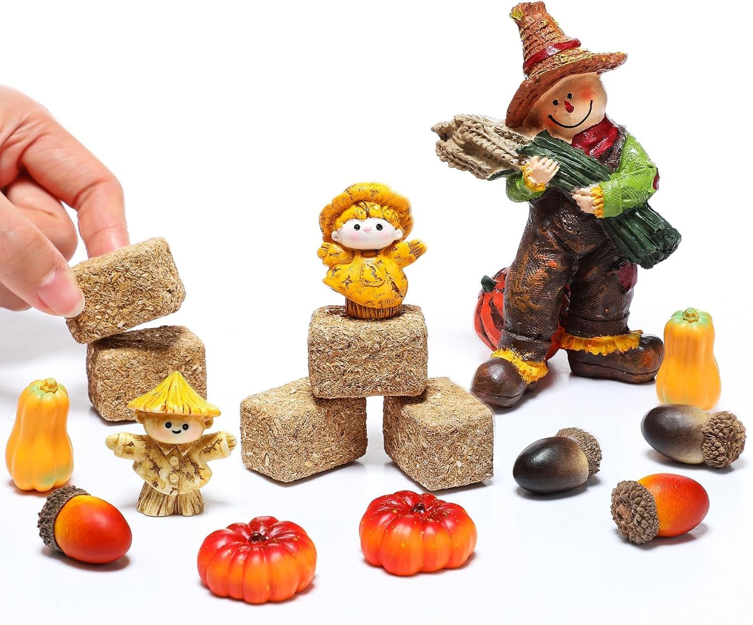 Fall Village Accessories Mini Hay Bales Set Fall Miniature Figurines with