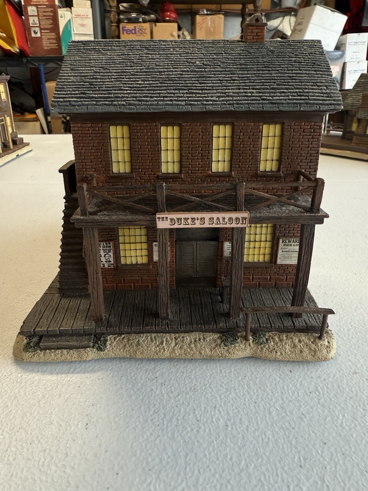 RARE Hawthorne Village John Wayne The Duke’s Saloon Western Village + Figure