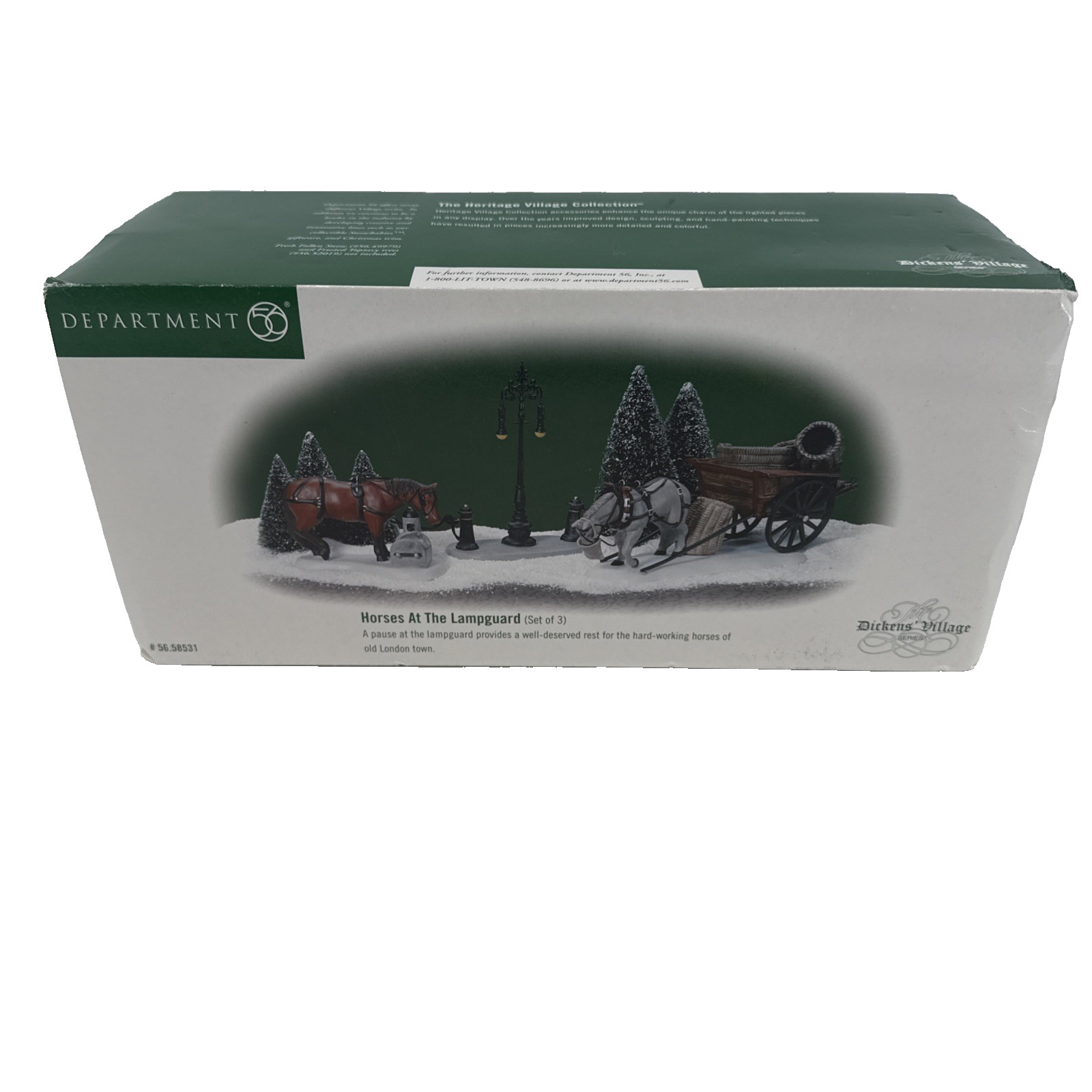 Dept 56 Horses at the Lamp Guard Dickens Village Retired Christmas Accessory
