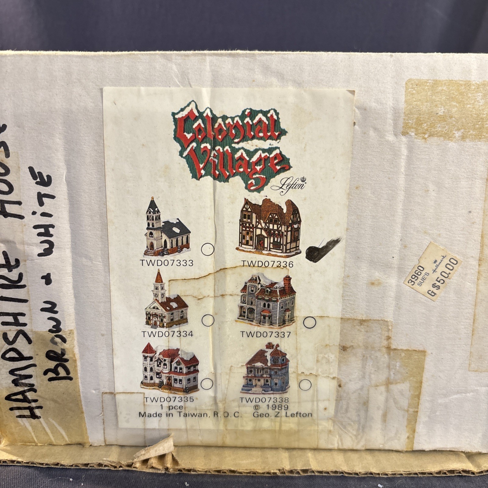 Lefton Colonial Village The Hampshire Lighted House # 07336 Original Box