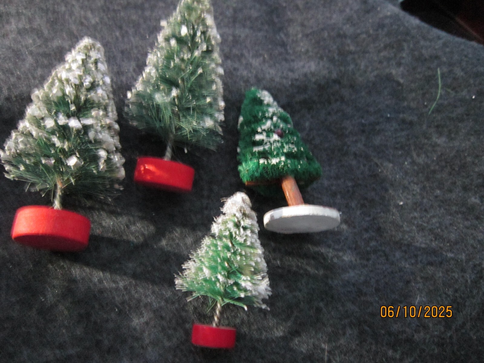 lot of 7 Vintage Christmas Village trees snow tips 4 6 &3 inches