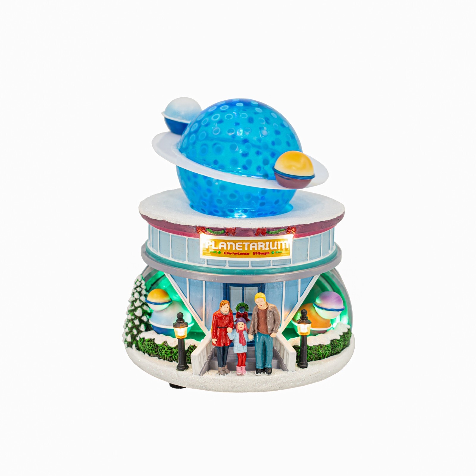 FG Square Planetarium Planet Stars Building LED Christmas Village Decor 7x7x8″