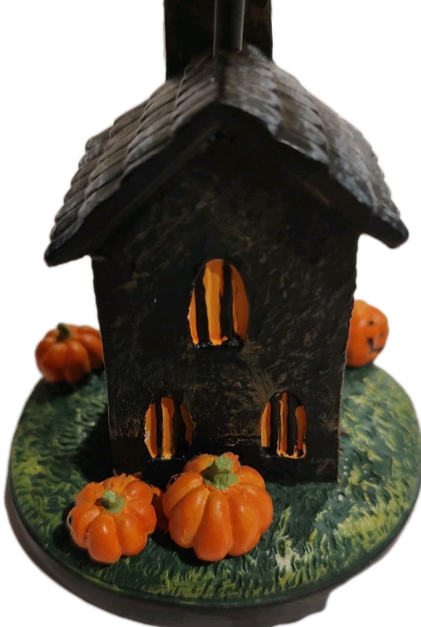 Kohls Tealight holder Candle Not Included Orange Glass Lampshade Black Pumpkins