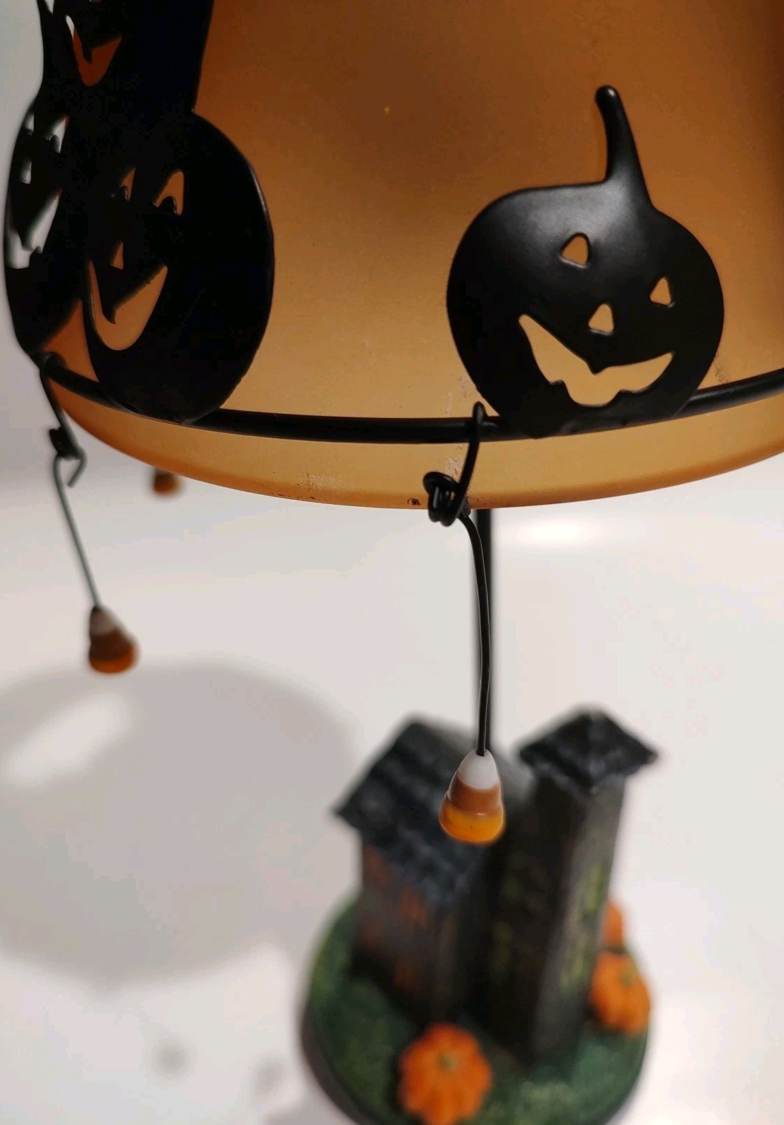 Kohls Tealight holder Candle Not Included Orange Glass Lampshade Black Pumpkins