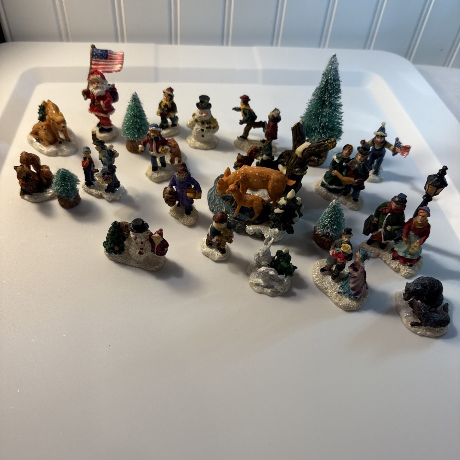 Christmas Village People With Animals And Trees 23 Pieces