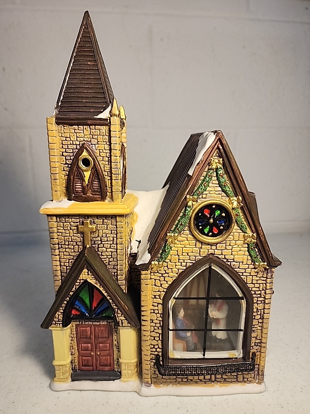 Vintage Collectibles Porcelain Christmas Village Lighted Church -11-1/4″H