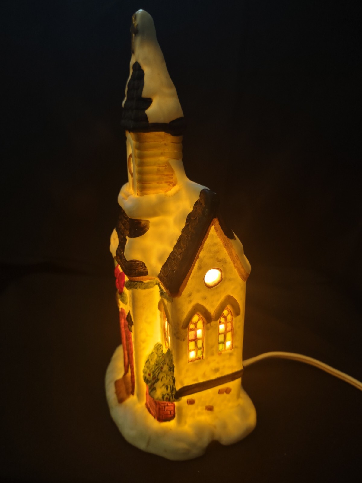 Very Cute Lighted Christmas Village Church 8”