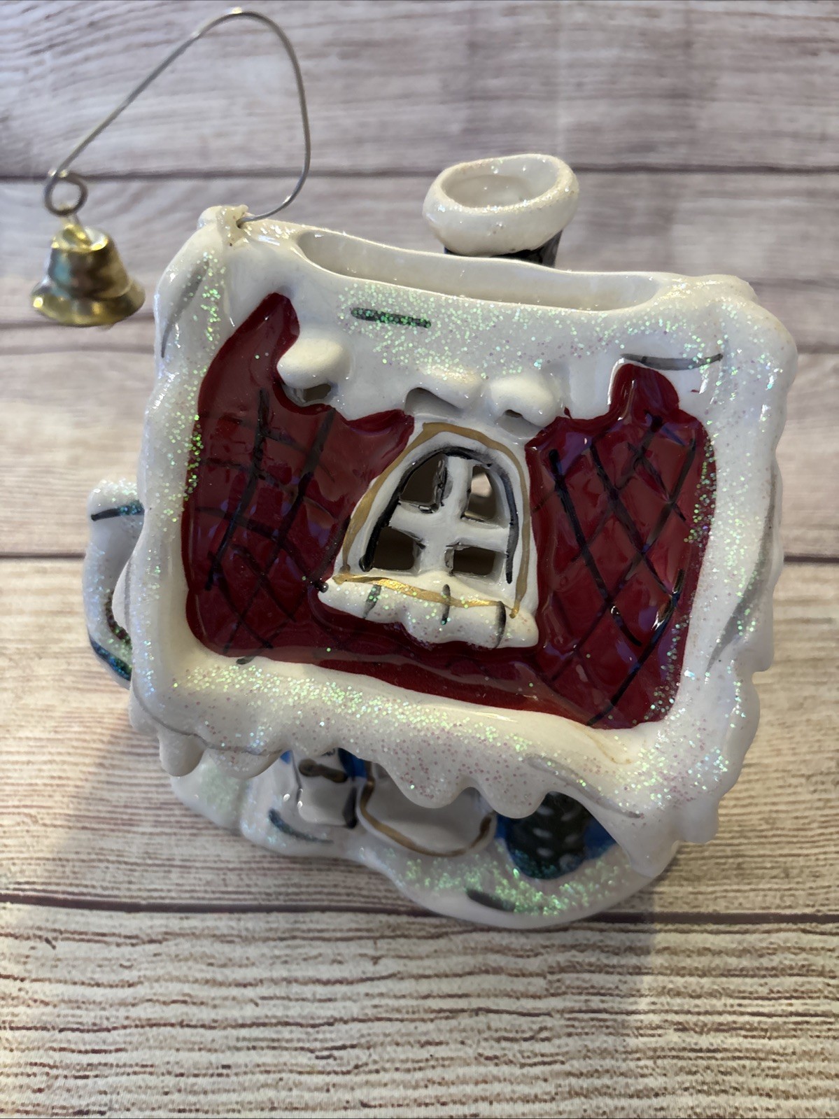 2009 Blue Sky Goldminc Jingle Bell Toy Repair Shop Tea Light Candle Holder 6x5x5