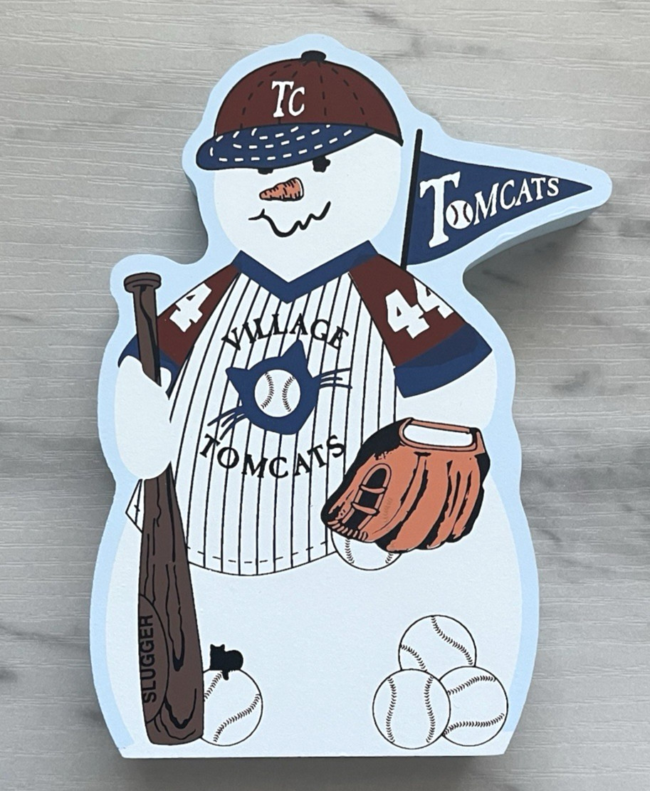 Cat’s Meow Baseball Snowman Collection Village Tomcats 2004 Shelf Sitter EUC