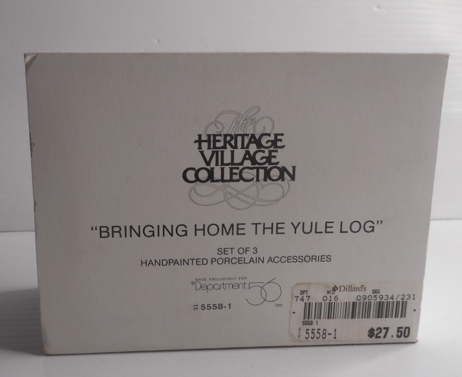 Dept 56 Heritage Village Collection “Bringing Home The Yule Log”  #55581 Set of3