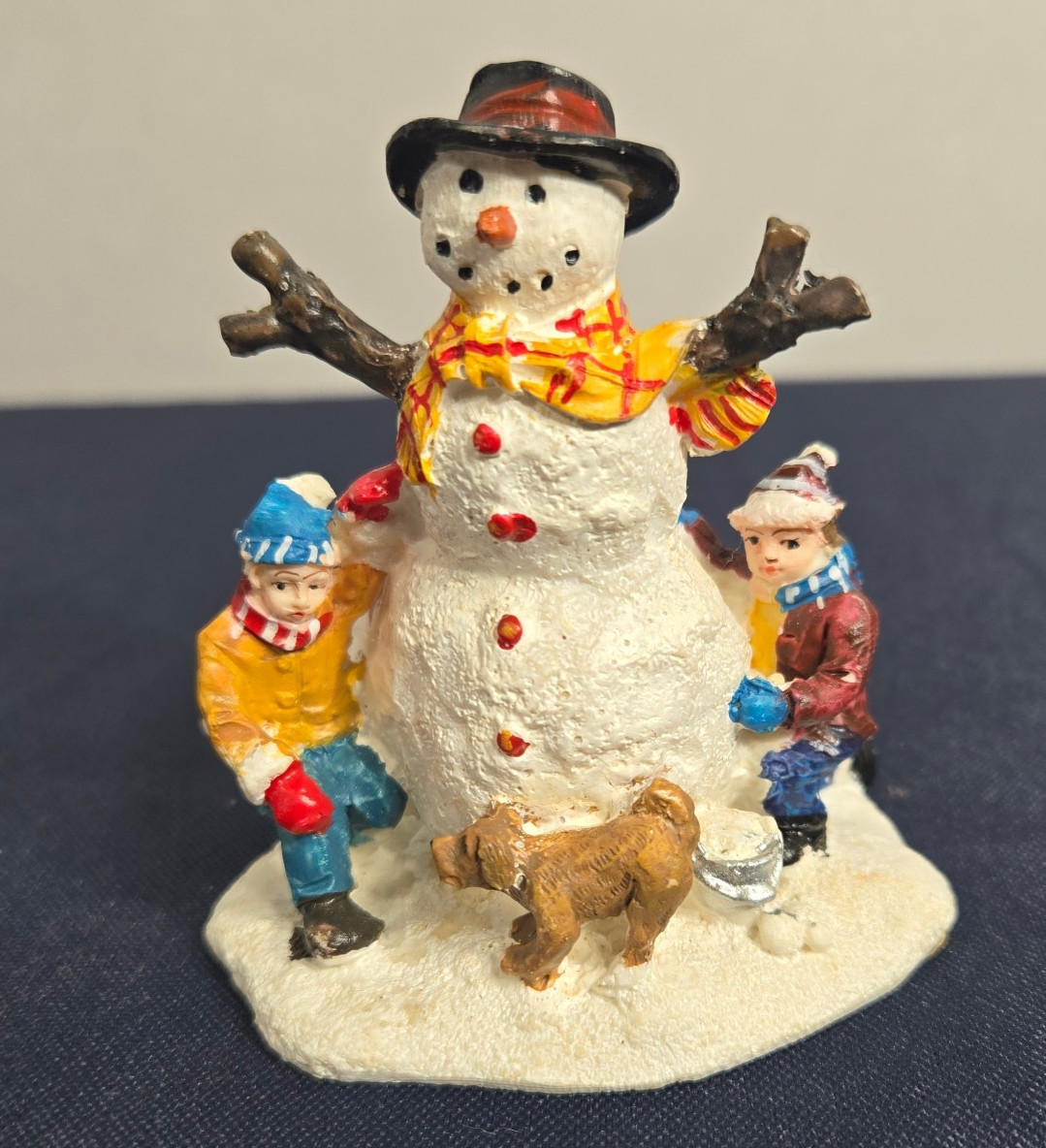 Vintage Our Puppy First Snowman Polyresin Figurine Christmas Decoration