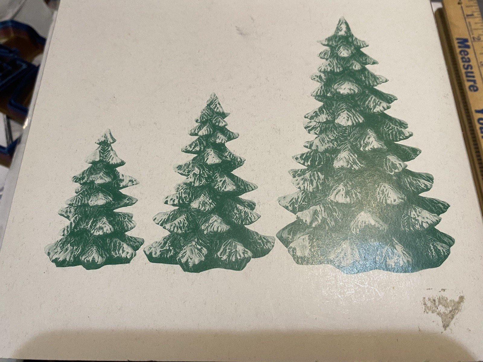 VILLAGE EVERGREEN TREES COLD CAST PORCELAIN, 5205-1 DEPARTMENT 56 SET OF 3 BOXED