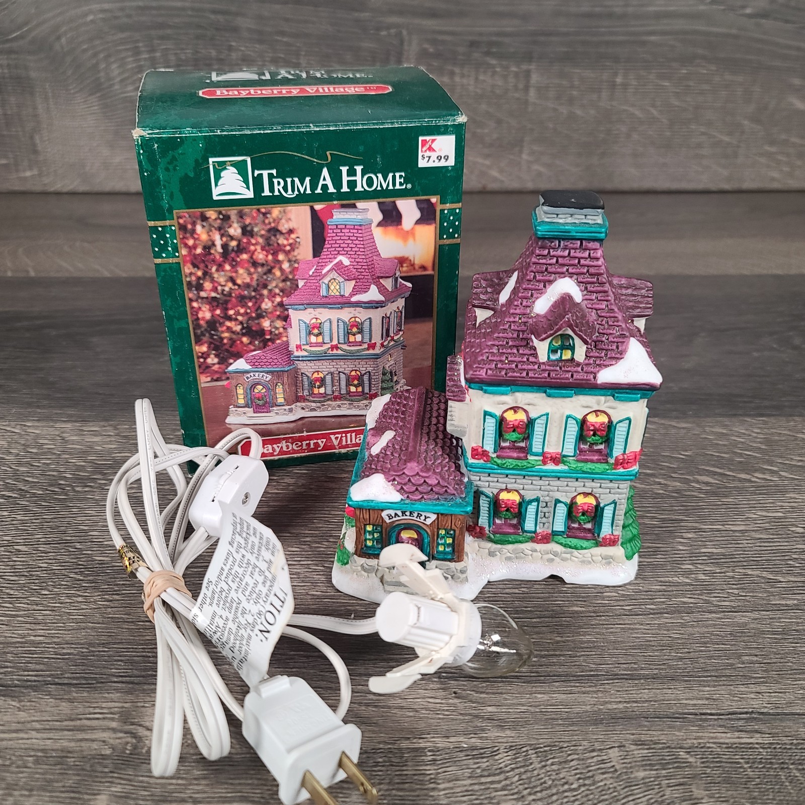 Trim A Home Bayberry Village Porcelain Lighted House Bakery w/Light & Box