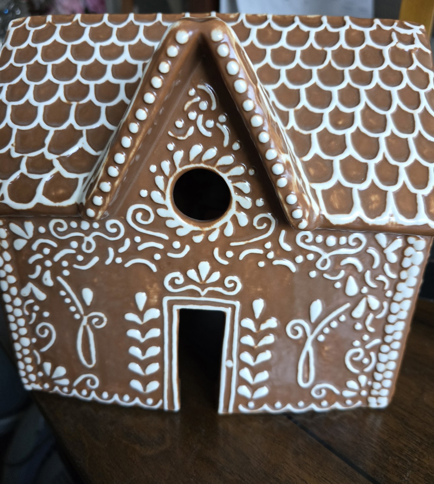 Pottery Barn NIB Gingerbread Village House Wide Ceramic , NIB, Free Ship!
