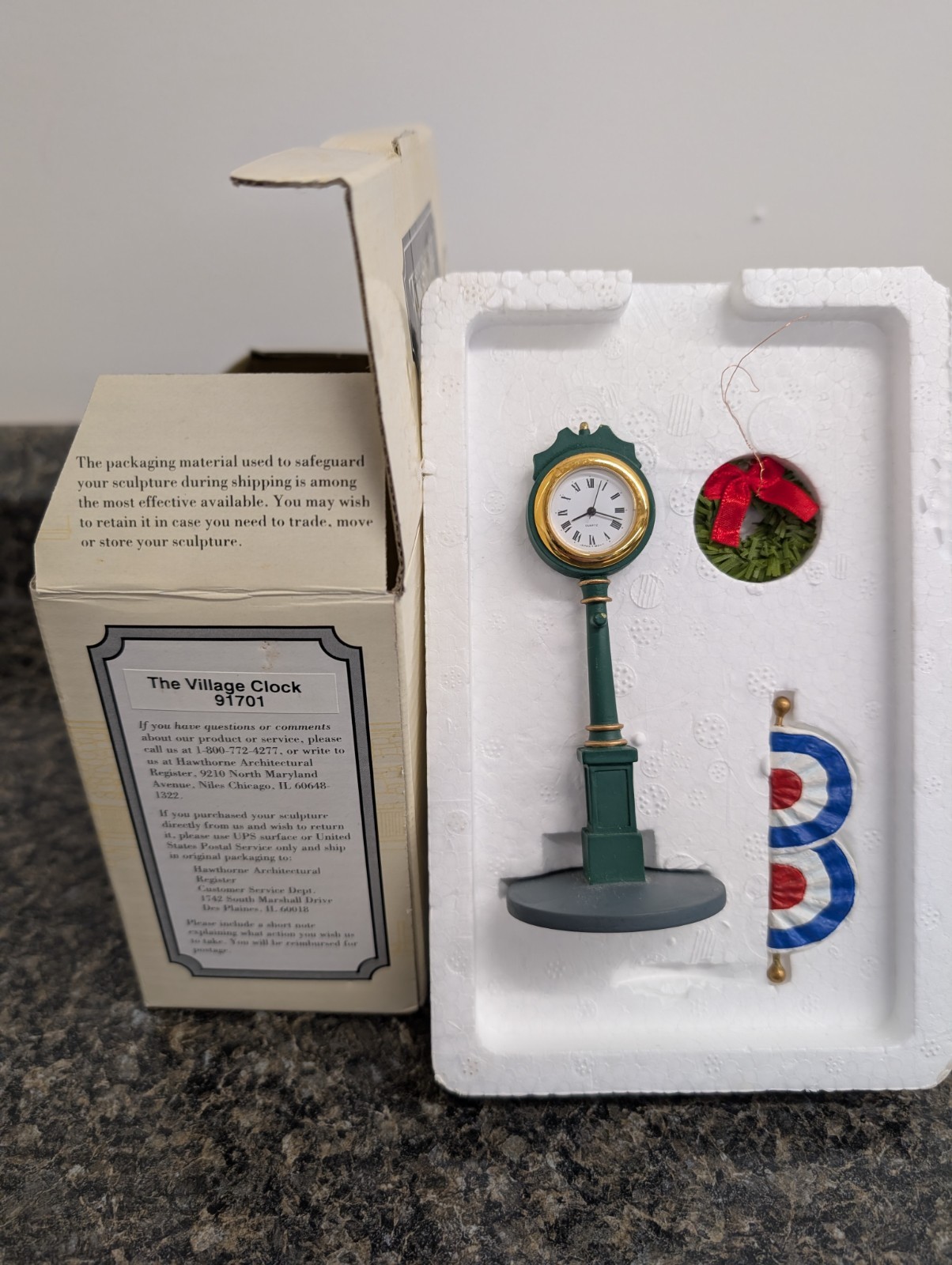 Vintage 91701 HAWTHORNE Architectural Register The Village Clock In BOX