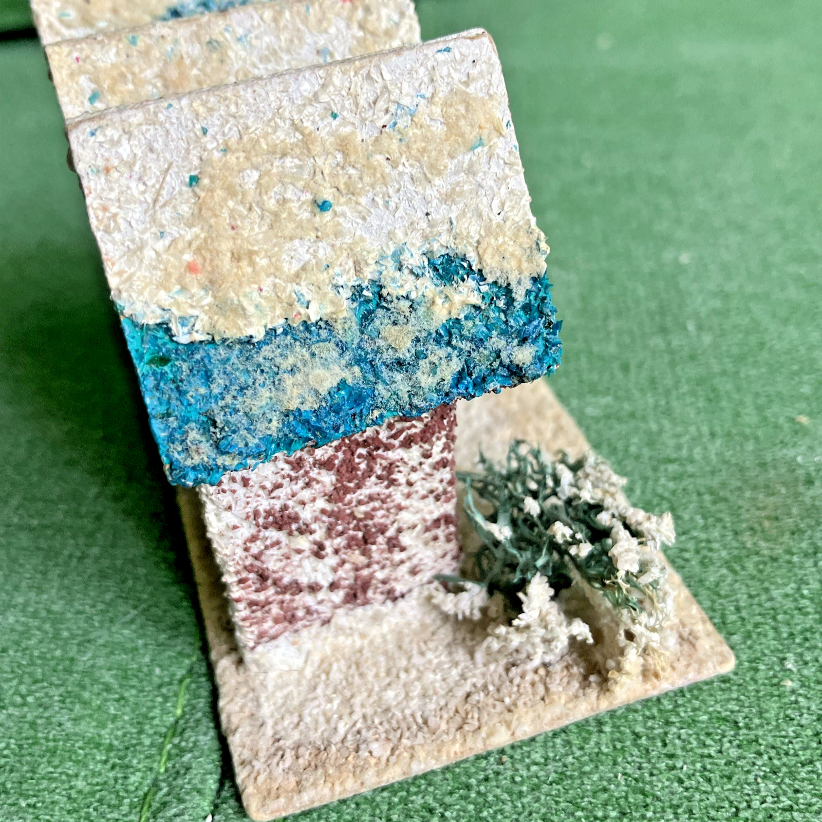 5 Different VTG Christmas Putz Houses, Cardboard w Mica Glitter, Windows, Trees