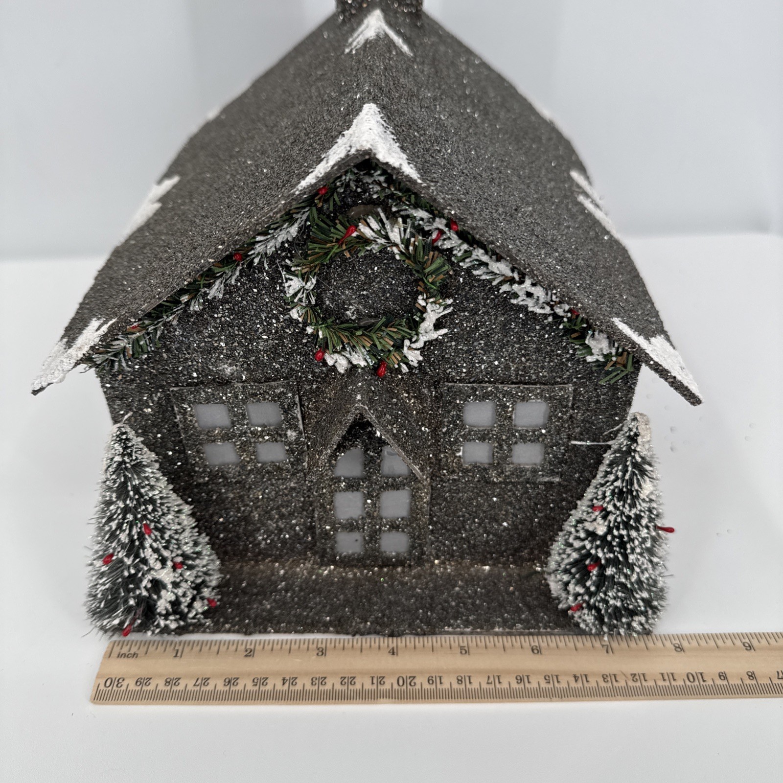 Christmas Cardboard Glitter House Holiday Decor Whimsygoth Glitter Light up