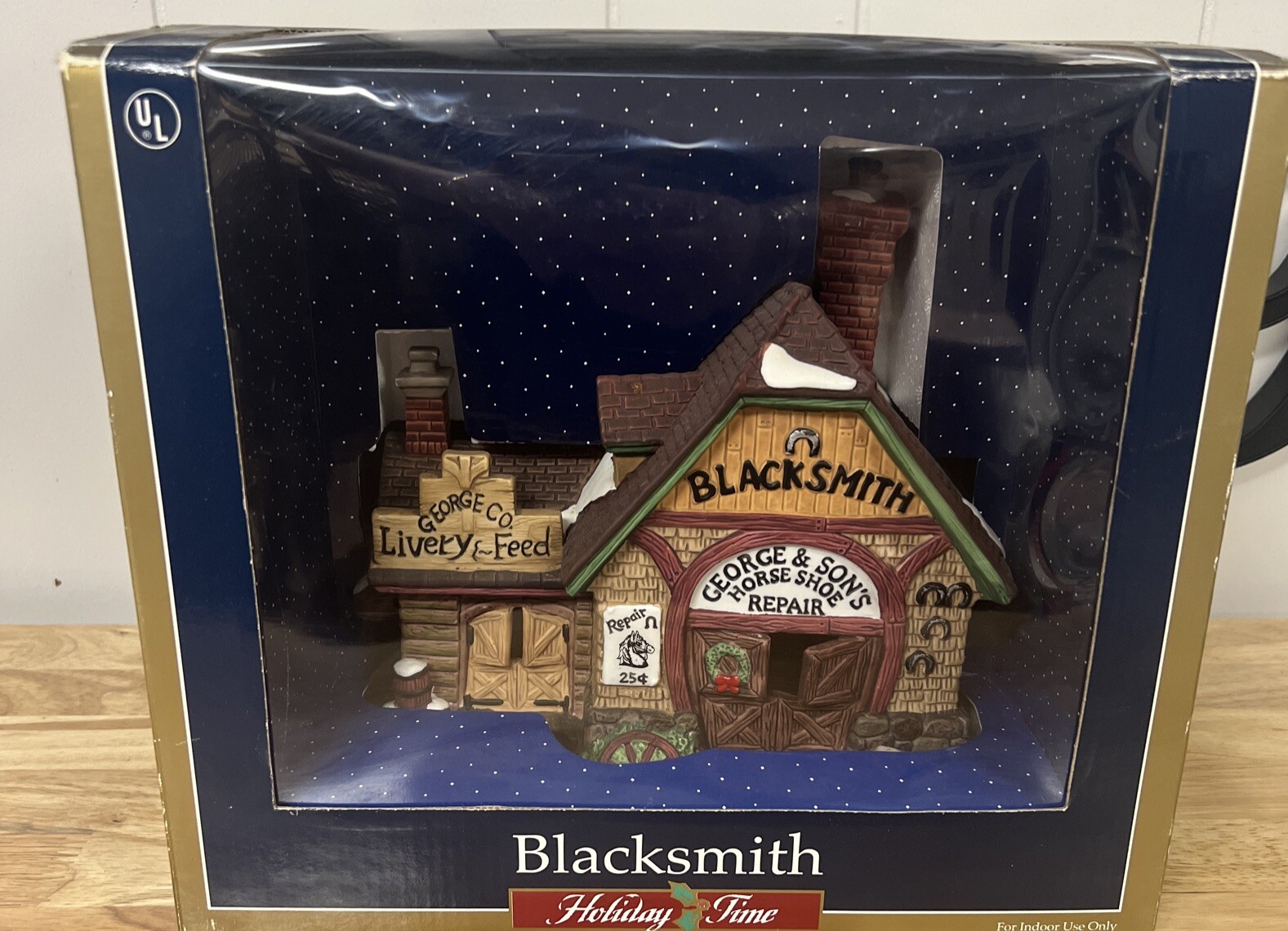Vintage Santa’s Workbench “George & Son Blacksmith” Porcelain Lighted Building