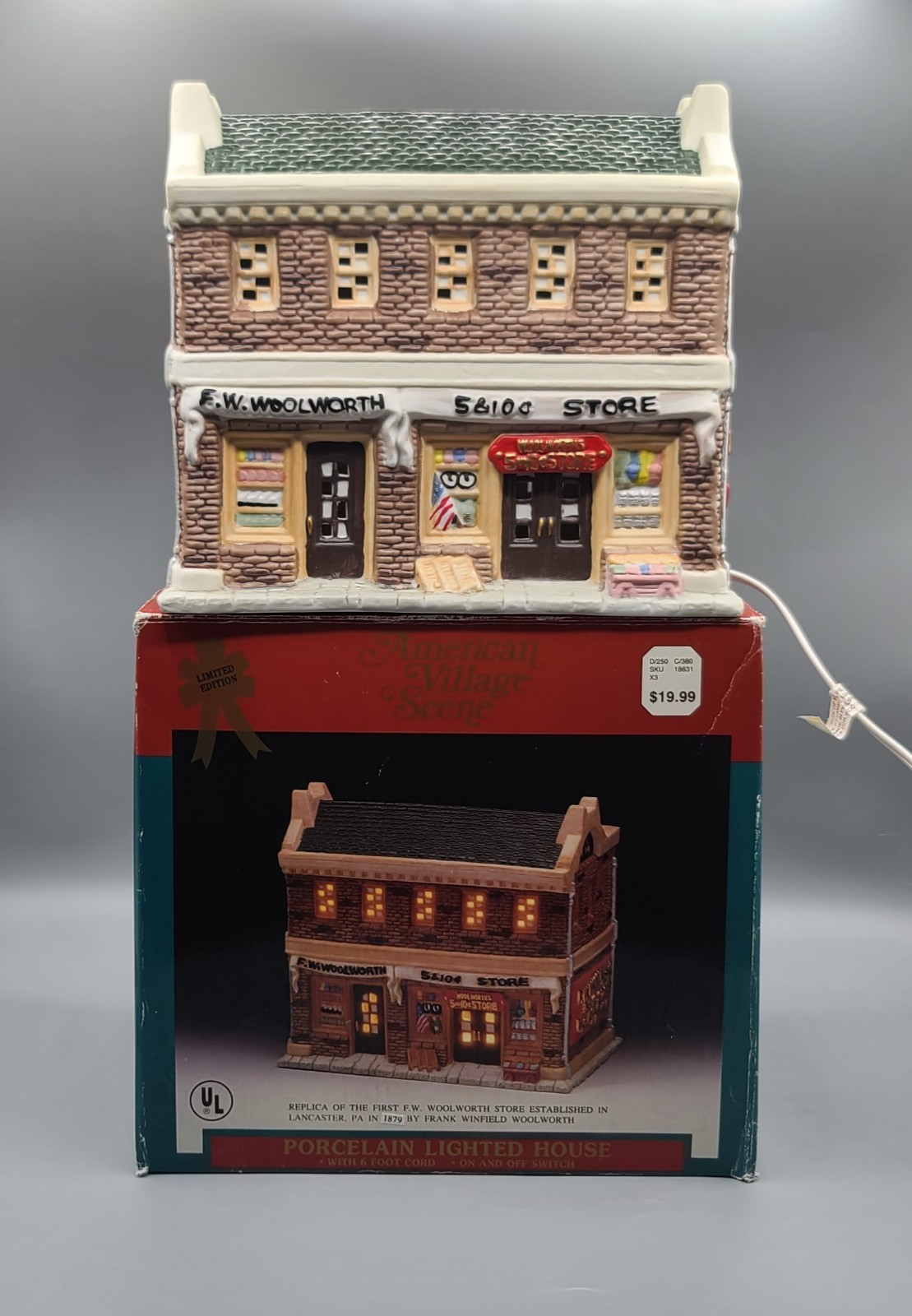 American Village Scene The First Woolworth Five and Dime Store Lighted Porcelain