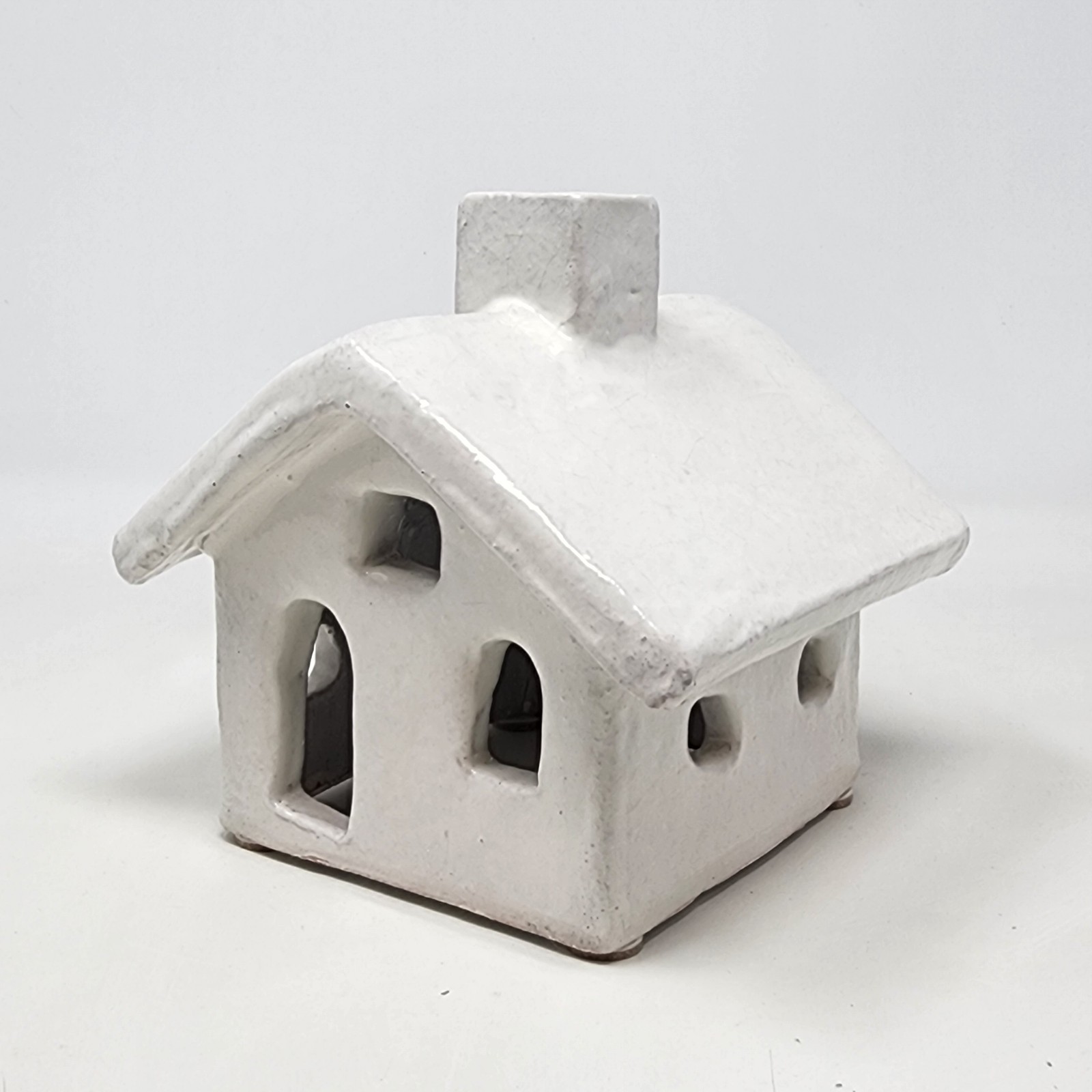 Pottery Barn Red Clay Christmas Village Small House White Glazed Holiday Decor