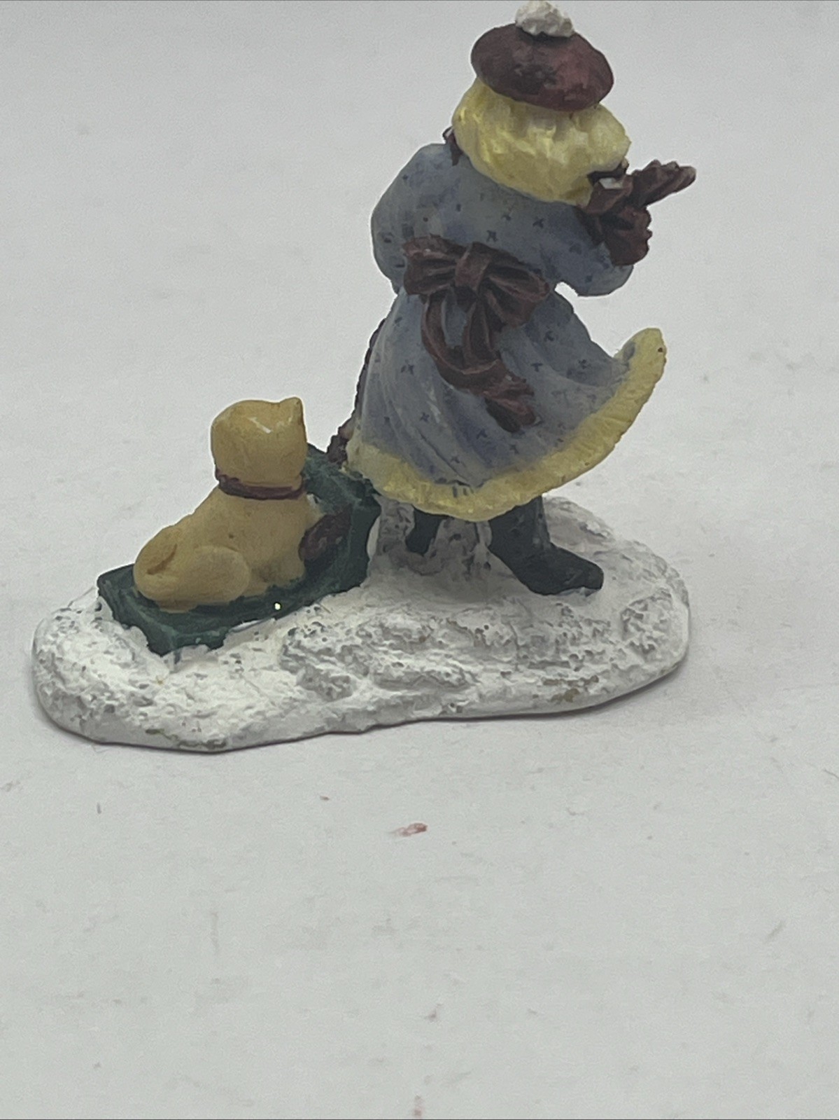 Vintage Mervyn’s Christmas Village Square figurine Girl Pulling Sled With Dog On