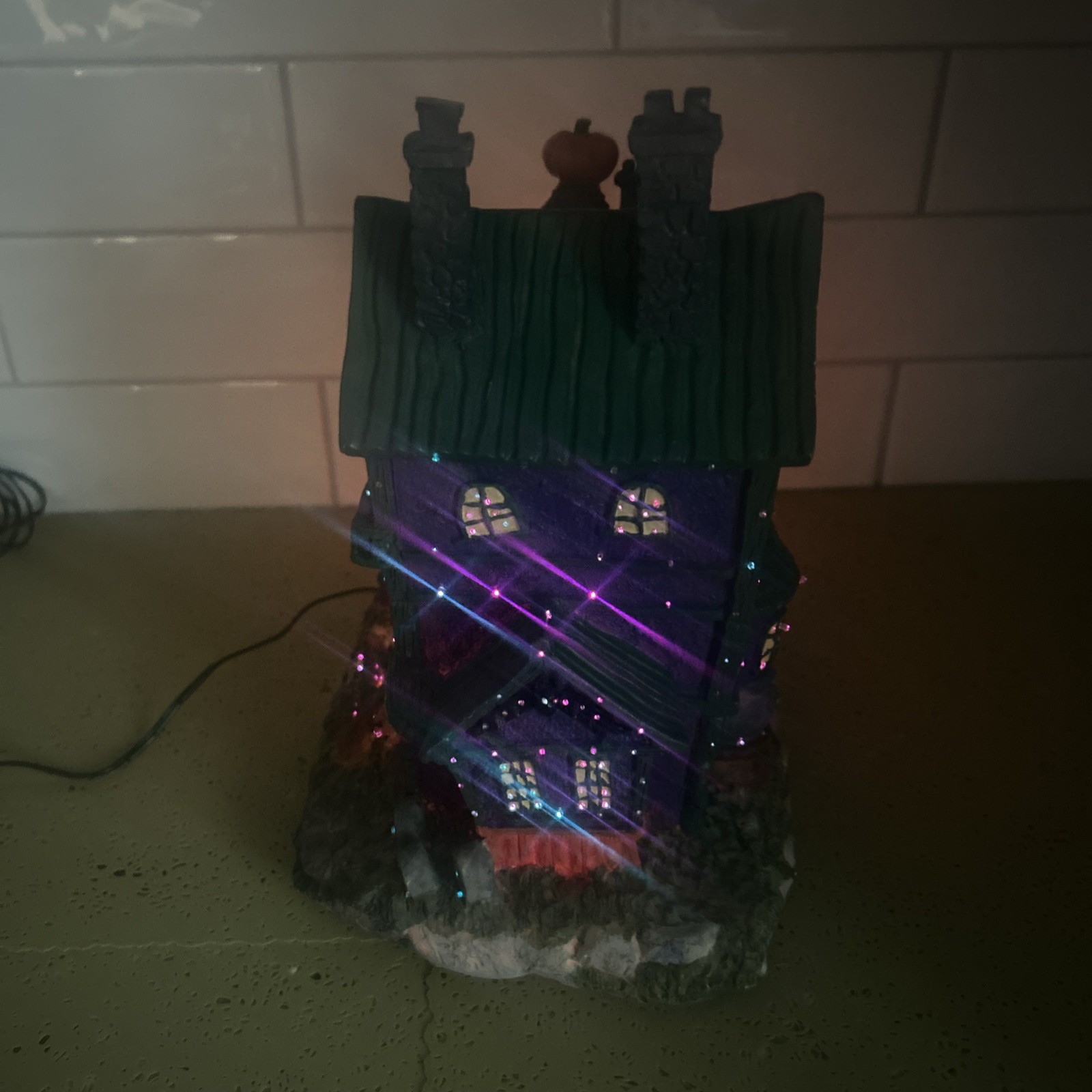 Fiber Optic Halloween Haunted House 10’’ Friday The 31st Box Spin Pumpkin Works