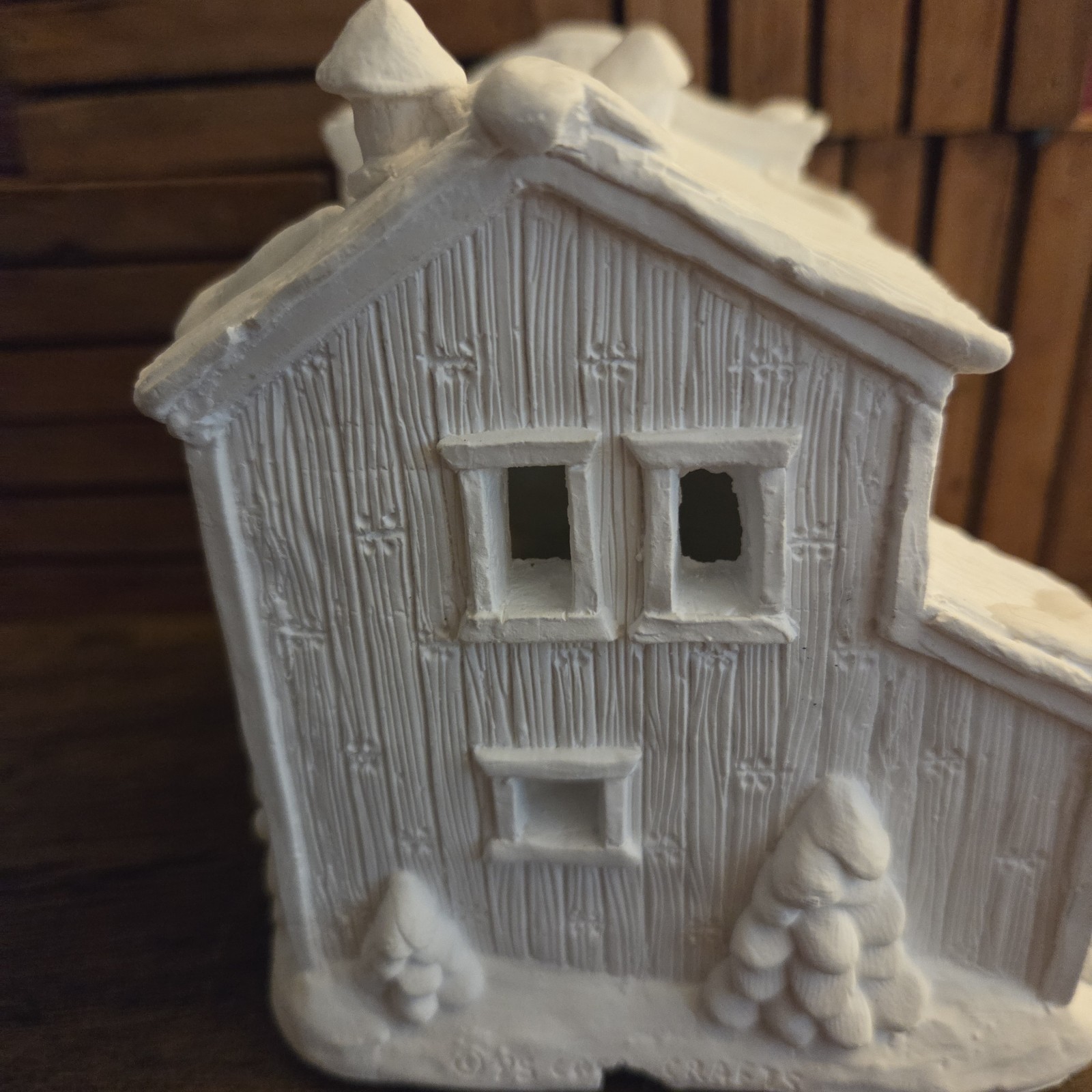 White Unpainted Ceramic & Porcelain Village House Building “Feed & Seed”