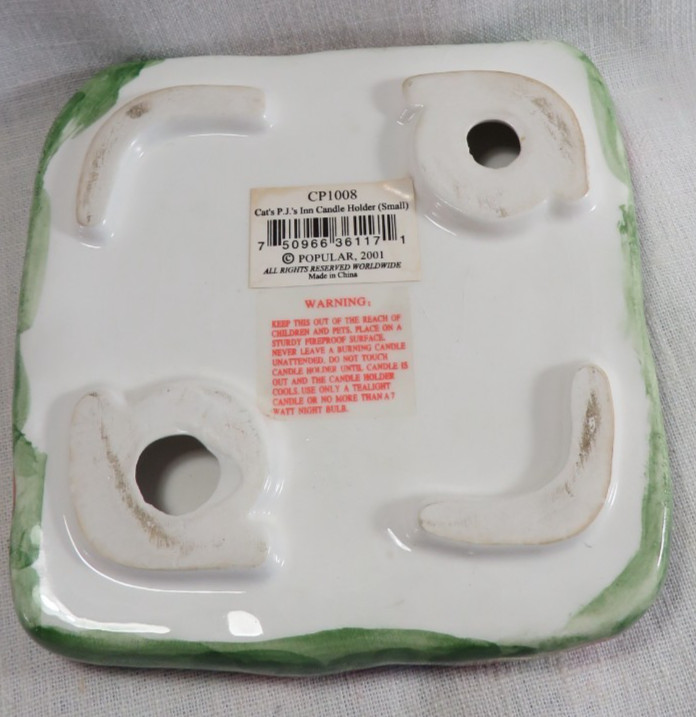 Cats Tealight Holder Cats In PJ’s Inn Ceramic 2001 ( Blue sky) Popular
