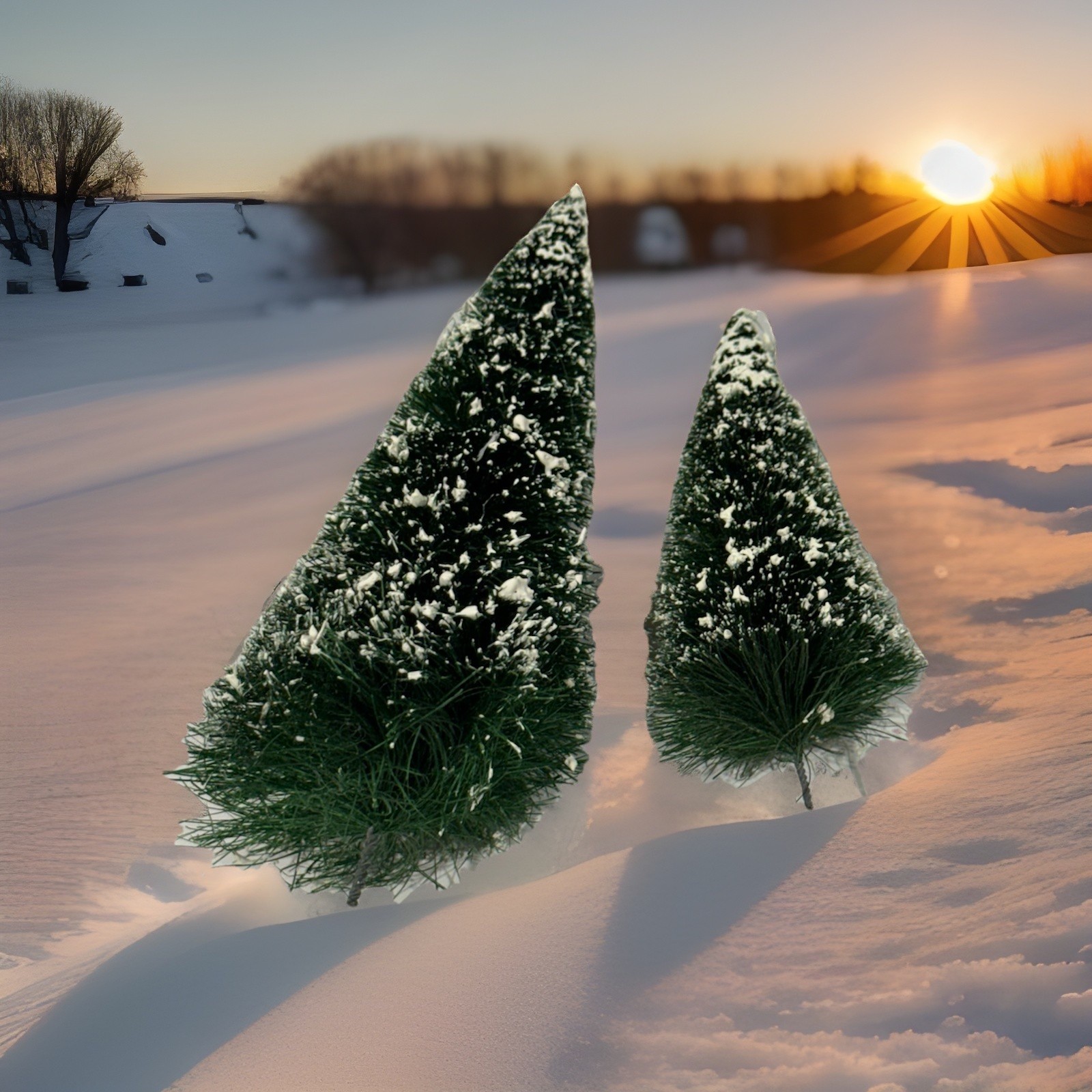 Flocked Green Trees for Department 56 Snow Village – 6″ & 4.5″ Replacements
