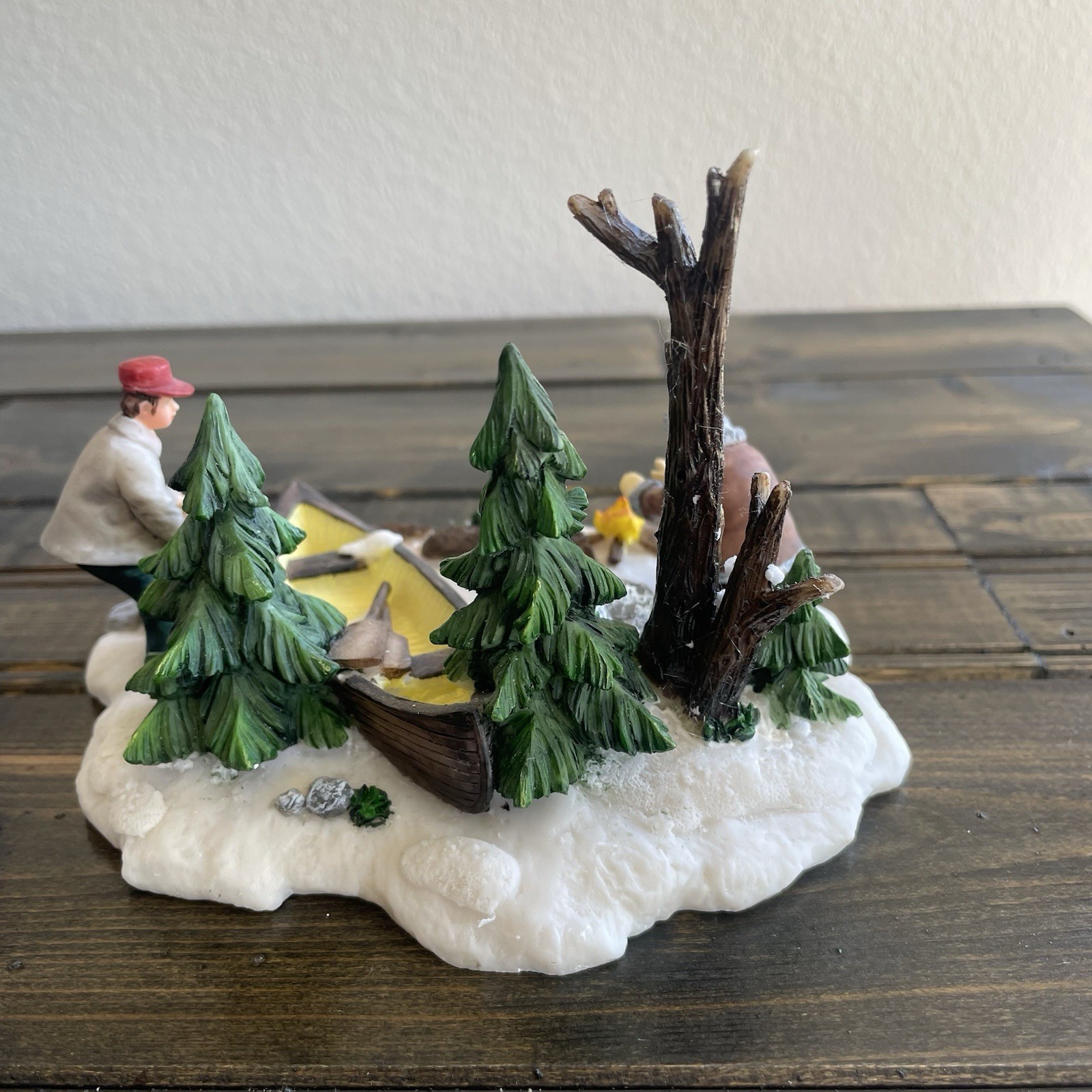 Heartland Valley Christmas Village Accessory Winter Camping Rowboat Campfire